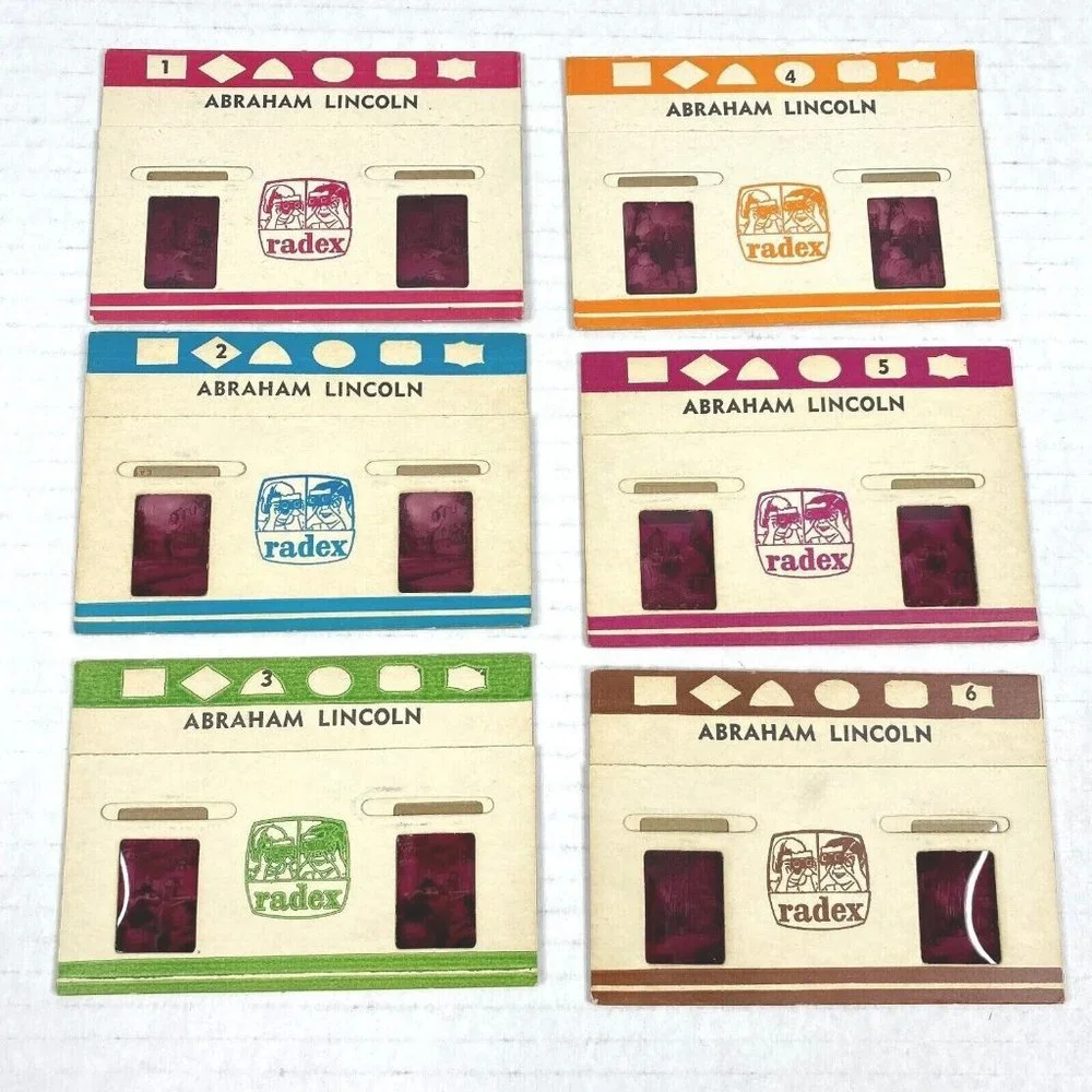 Vintage Radex Stereo Stories Views Film Cards‎ 3D Abe Lincoln Presidents Vol 18